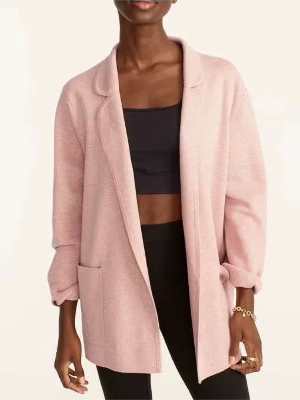 J.Crew Eloise Sweater Blazer Jacket Light Pink Cotton Wool Blend Sz S Preppy